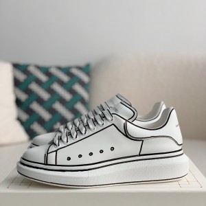 「#487」Alexander McQueen MQ White hand-painted Sneakers