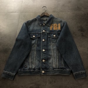 「#1916」Balenciaga terry embroidered denim jacket