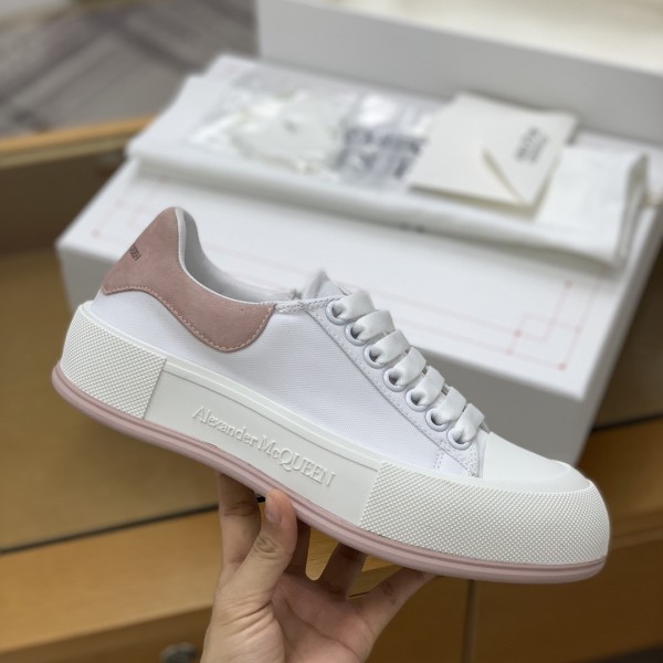 「#513」Alexander McQueen MQ WhitePink velvet tail Sneakers