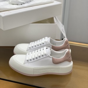 「#513」Alexander McQueen MQ WhitePink velvet tail Sneakers