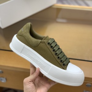 「#516」Alexander McQueen MQ olive green velvet tail Sneakers