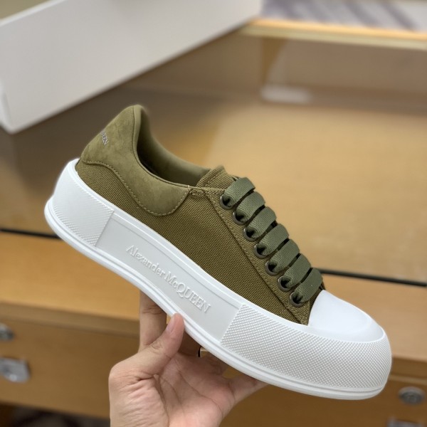 「#516」Alexander McQueen MQ olive green velvet tail Sneakers