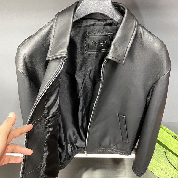 Prada Paris catwalk style leather jacket