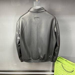 「#1949」Prada Paris catwalk style leather jacket