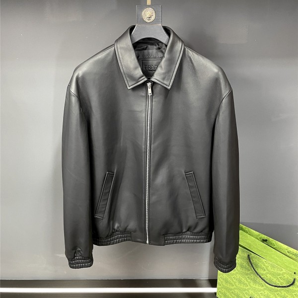 「#1949」Prada Paris catwalk style leather jacket