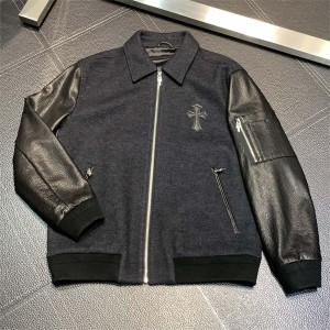「#1962」Chrome Hearts patchwork leather jacket