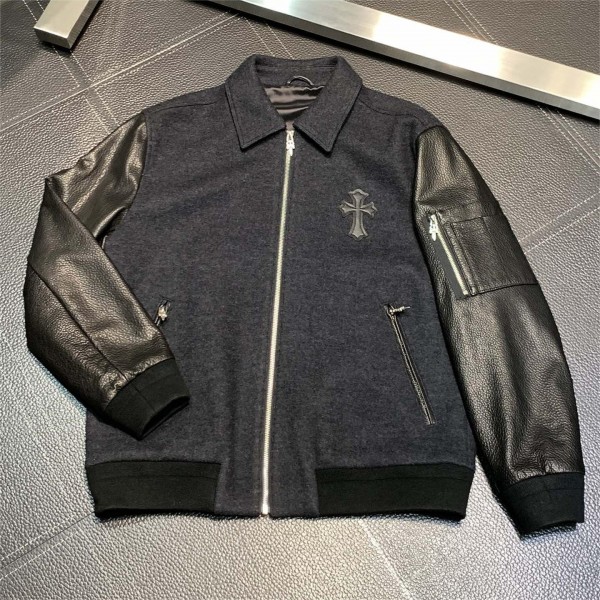 「#1962」Chrome Hearts patchwork leather jacket