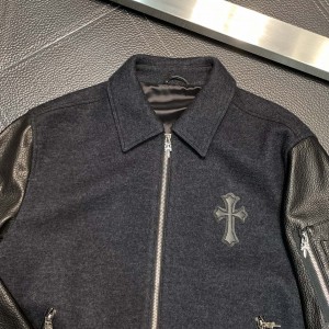 「#1962」Chrome Hearts patchwork leather jacket