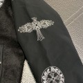 「#1966」Chrome Hearts Embroidered patchwork wool baseball jacket