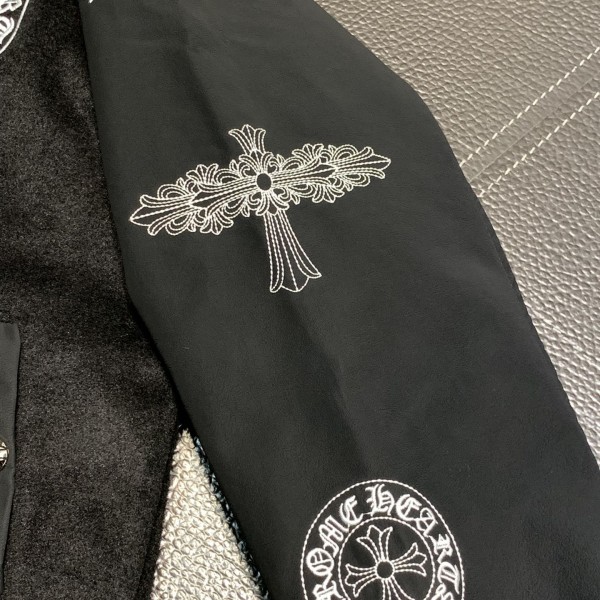 Chrome Hearts Embroidered patchwork wool baseball jacket