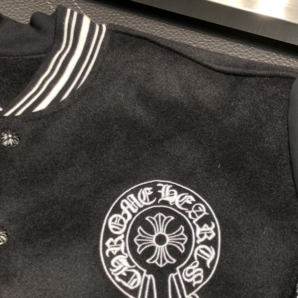 Chrome Hearts Embroidered patchwork wool baseball jacket