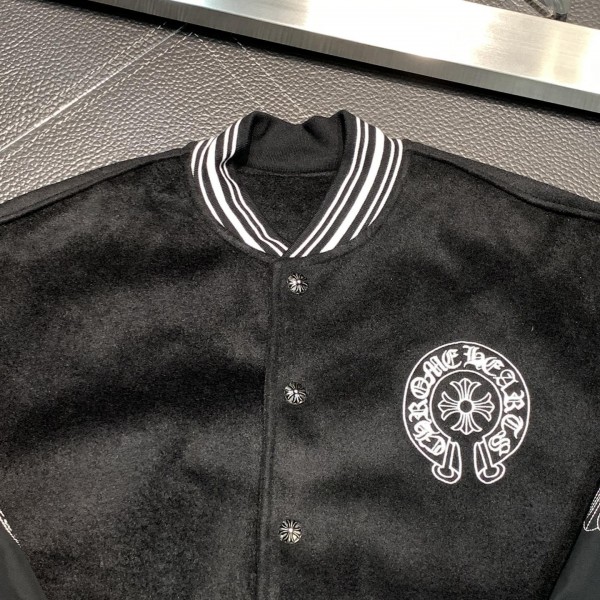 Chrome Hearts Embroidered patchwork wool baseball jacket