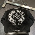 「#1966」Chrome Hearts Embroidered patchwork wool baseball jacket
