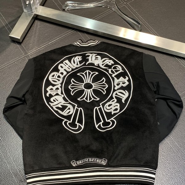 Chrome Hearts Embroidered patchwork wool baseball jacket