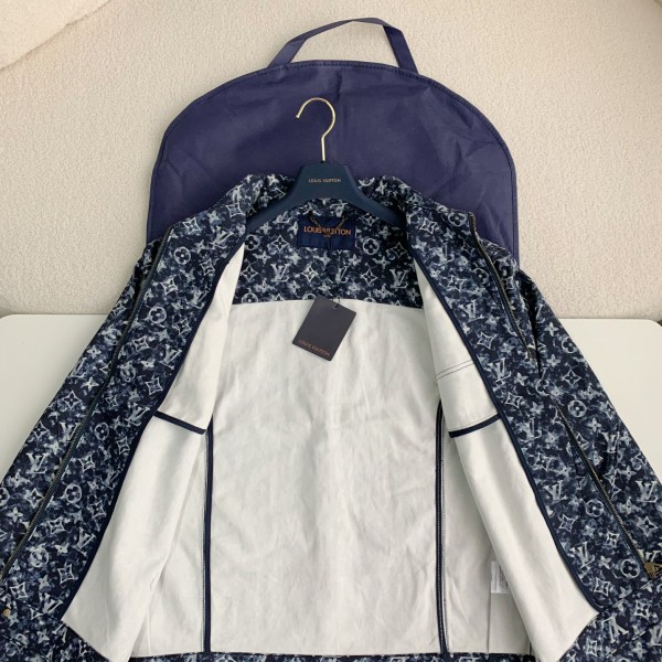 Louis Vuitton Classic Logo printed all over patchwork denim jacket