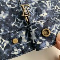 「#2089」Louis Vuitton Classic Logo printed all over patchwork denim jacket