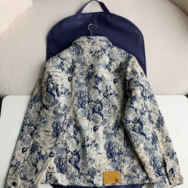Louis Vuitton Classic Logo printed all over patchwork denim jacket