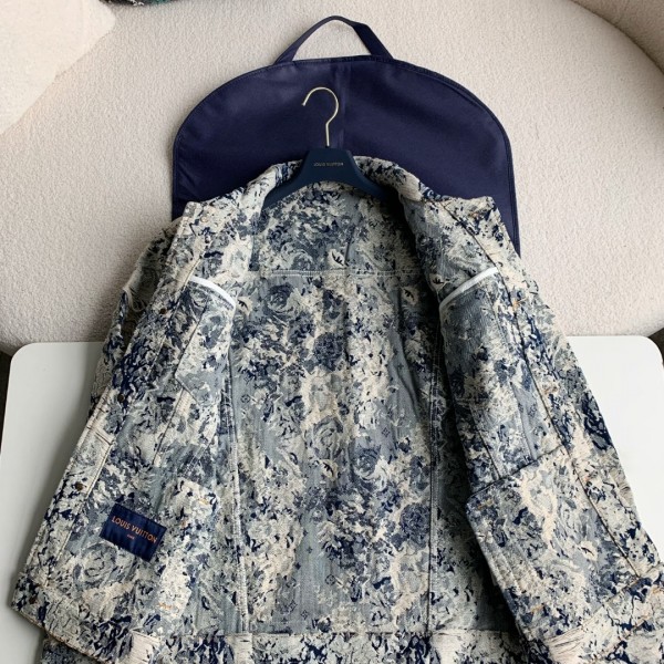 Louis Vuitton Classic Logo printed all over patchwork denim jacket