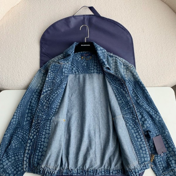 Louis Vuitton Classic Logo printed all over patchwork denim jacket