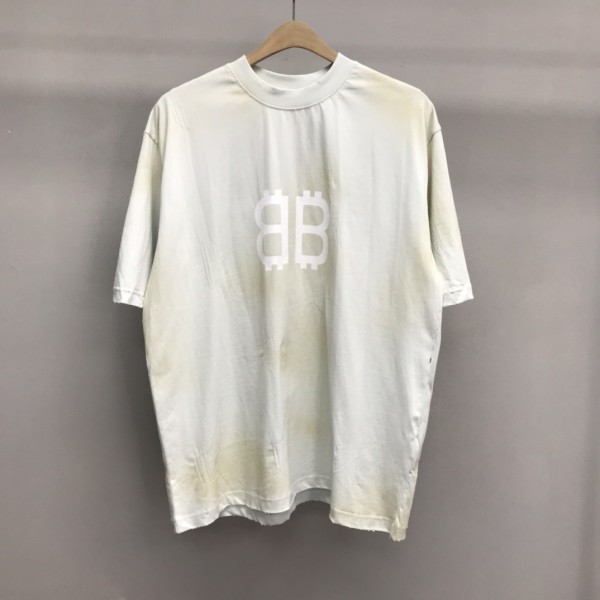 「#2228」Balenciaga BB Industrial Cement Painted T-Shirt