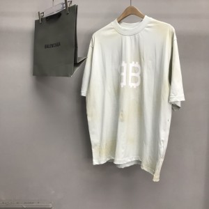 「#2228」Balenciaga BB Industrial Cement Painted T-Shirt
