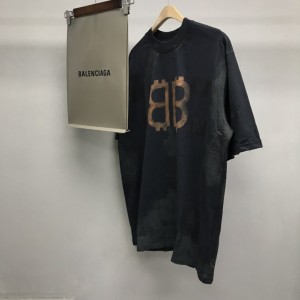 「#2229」Balenciaga BB Industrial Cement Painted T-Shirt