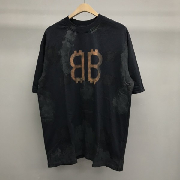 「#2229」Balenciaga BB Industrial Cement Painted T-Shirt