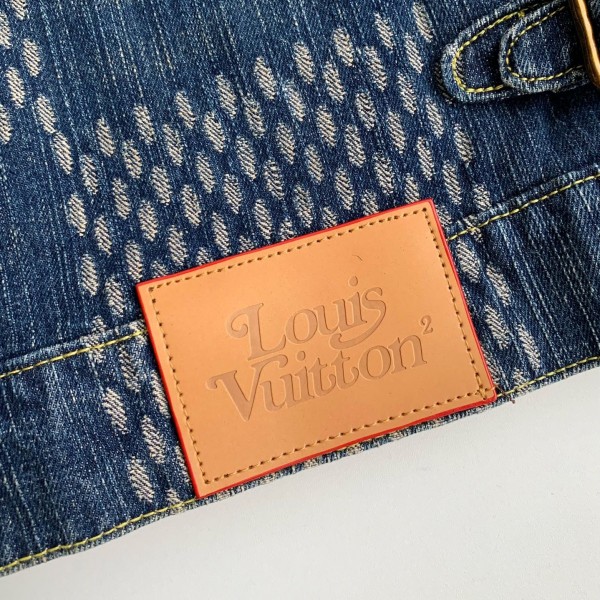 Louis Vuitton Classic Logo printed all over patchwork denim jacket