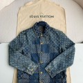 「#1808」Louis Vuitton Classic Logo printed all over patchwork denim jacket
