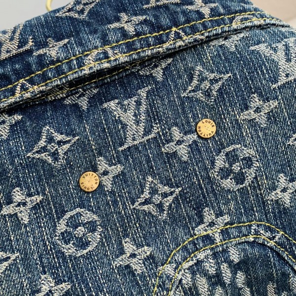 Louis Vuitton Classic Logo printed all over patchwork denim jacket