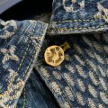 「#1808」Louis Vuitton Classic Logo printed all over patchwork denim jacket
