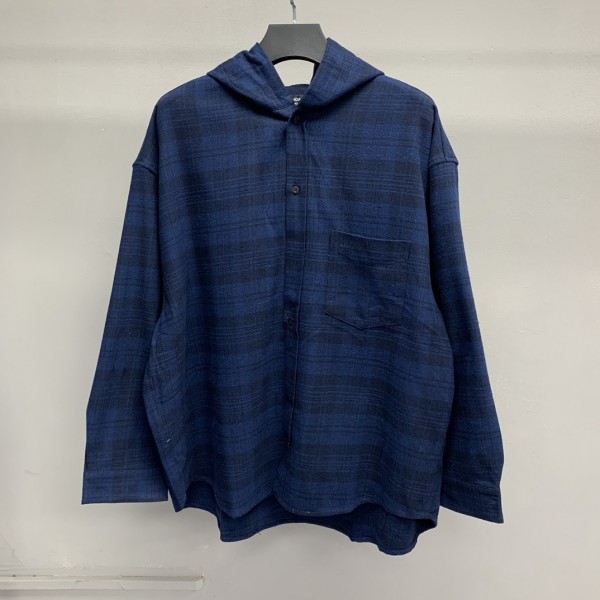「#2283」Balenciaga plaid shirt hooded jacket