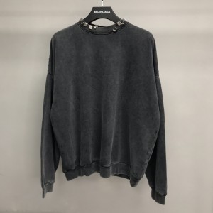 「#2449」Balenciaga neckline hardware perforated hoodie
