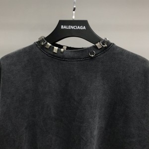 「#2449」Balenciaga neckline hardware perforated hoodie
