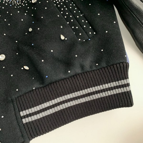 Louis Vuitton FW23 lettered beaded embroidered leather jacket