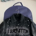 「#2603」Louis Vuitton FW23 lettered beaded embroidered leather jacket