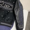 「#2603」Louis Vuitton FW23 lettered beaded embroidered leather jacket