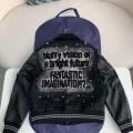「#2603」Louis Vuitton FW23 lettered beaded embroidered leather jacket