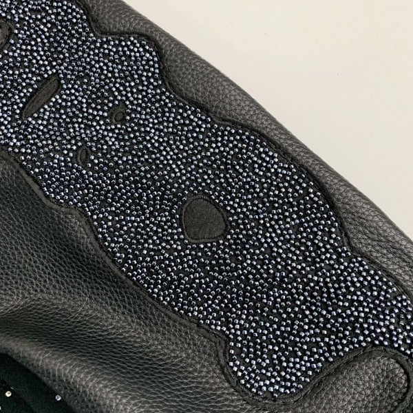 Louis Vuitton FW23 lettered beaded embroidered leather jacket