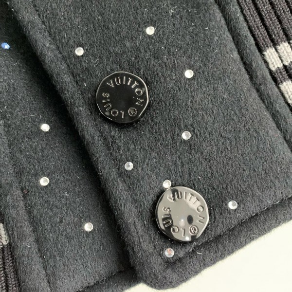 Louis Vuitton FW23 lettered beaded embroidered leather jacket