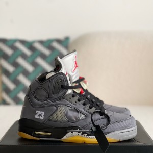 「#2614」OFF_WHITExJordan Air Jordan 5 Retro SP High-top basketball shoes