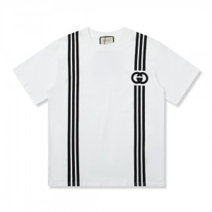 「#2685」Gucci  23SS double G vertical stripe foam printed t-shirt