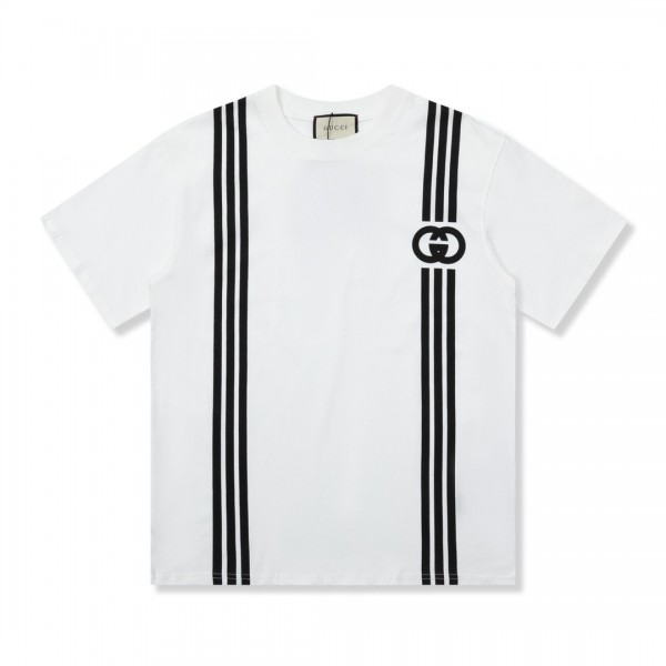「#2685」Gucci  23SS double G vertical stripe foam printed t-shirt
