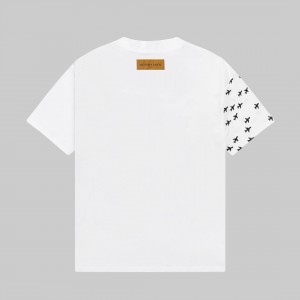 「#2733」Louis Vuitton 23ss small plane full print pattern gold classic T-shirt