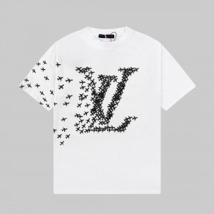 「#2733」Louis Vuitton 23ss small plane full print pattern gold classic T-shirt