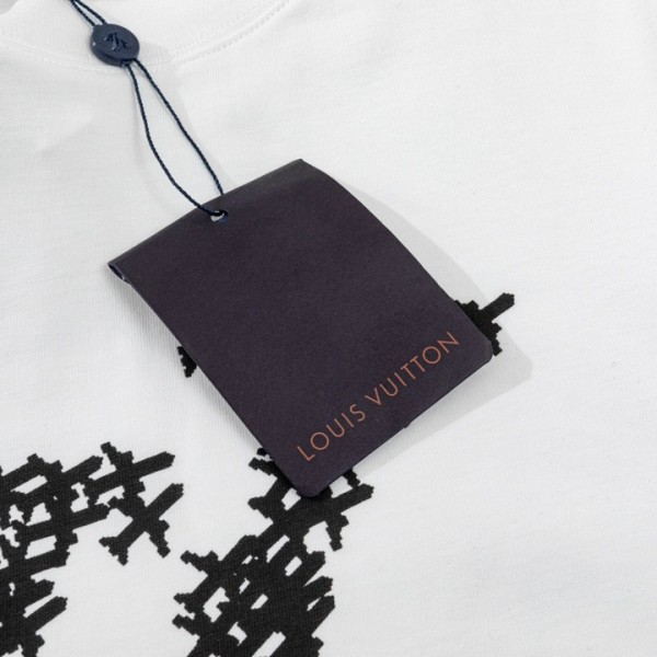 Louis Vuitton 23ss small plane full print pattern gold classic T-shirt