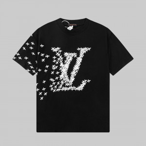 「#2734」Louis Vuitton 23ss small plane full print pattern gold classic T-shirt