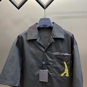 「#2791」Louis Vuitton Iron Tower embroidered monogrammed shirt