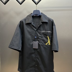 「#2791」Louis Vuitton Iron Tower embroidered monogrammed shirt