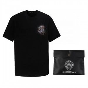 「#2798」Chrome Hearts heart splashed ink Sanskrit horseshoe t-shirtarts